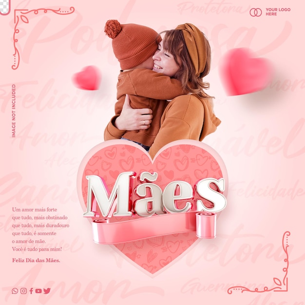 Post social media template for mother's day celebration dia das maes in brazil