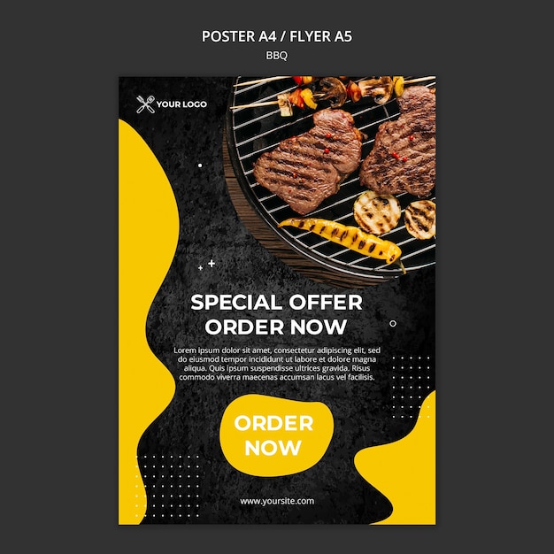 Free PSD poster for barbecue restaurant