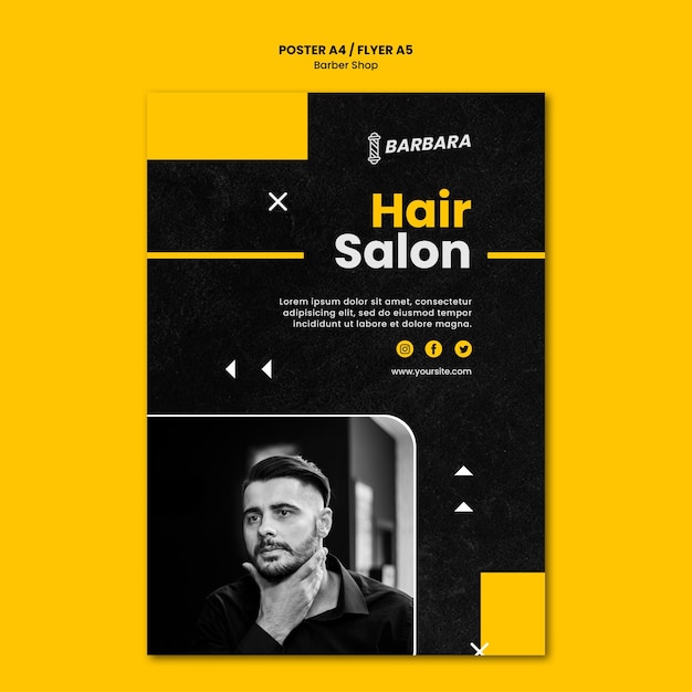 Free PSD poster barber shop template