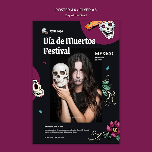 Poster day of the dead ad template