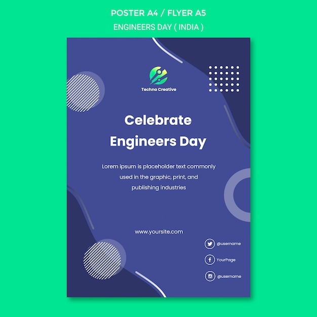 Free PSD poster for engineers day celebration