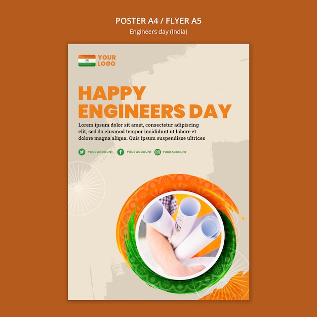 Free PSD poster for engineers day celebration