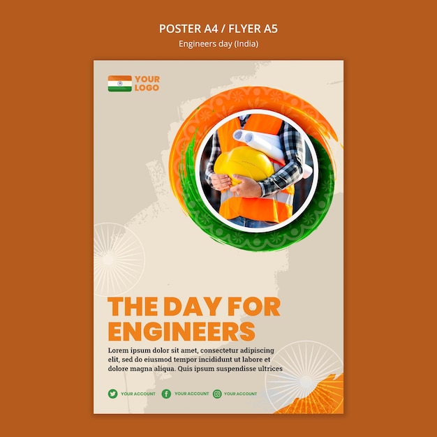 Free PSD poster for engineers day celebration