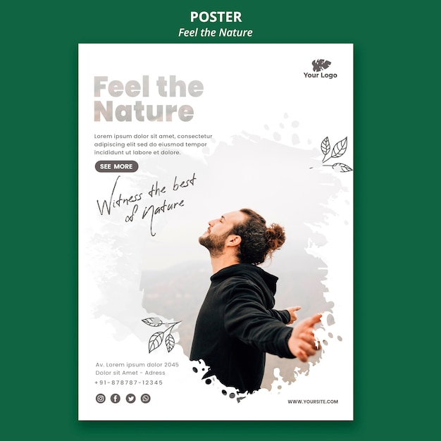 Free PSD poster feel the nature template