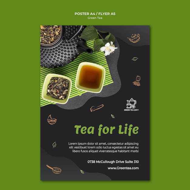 Free PSD poster green tea template