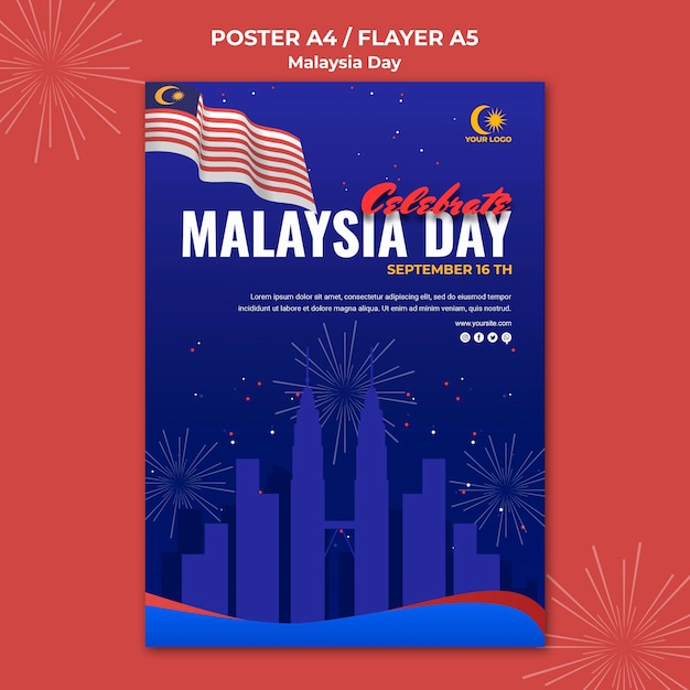 Free PSD poster for malaysia day celebration