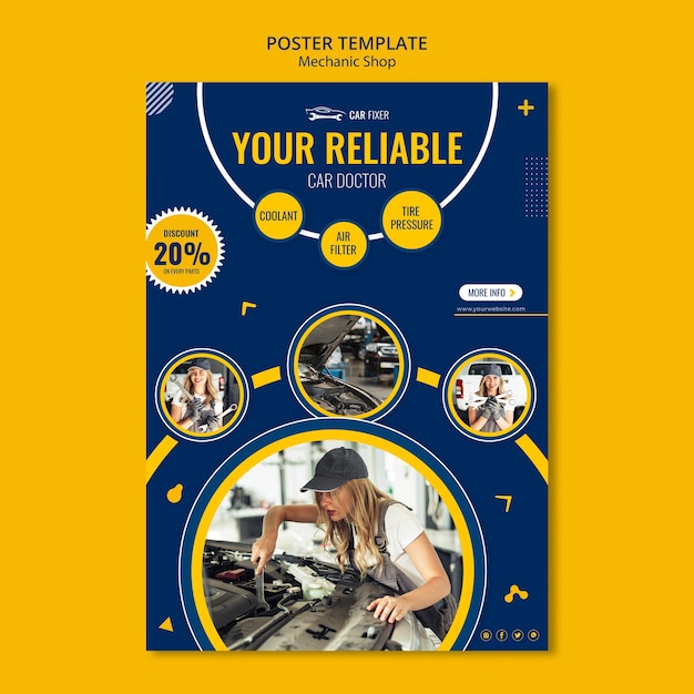 Poster mechanic shop ad template