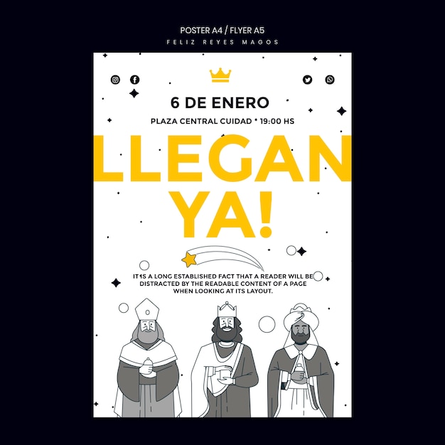 Free PSD poster reyes magos template