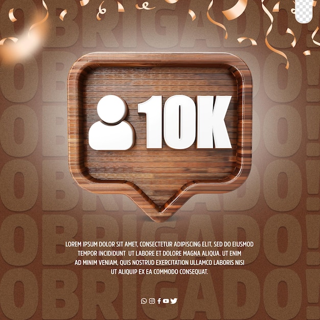 Free PSD a poster for a social media event with the words 10k on it 3d logo 10k followers