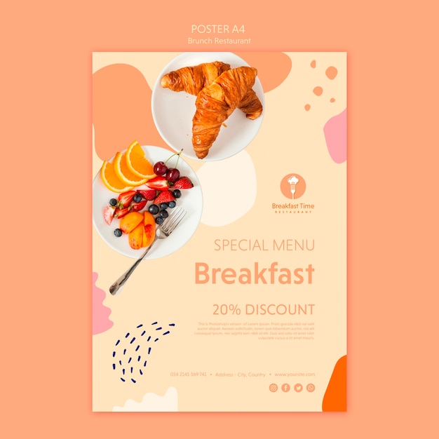 Poster style for breakfast with discount