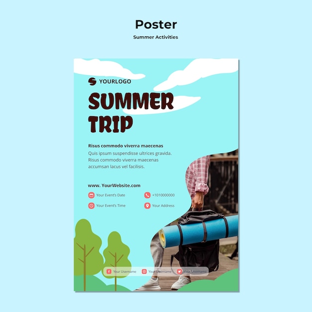 Free PSD poster summer travel template