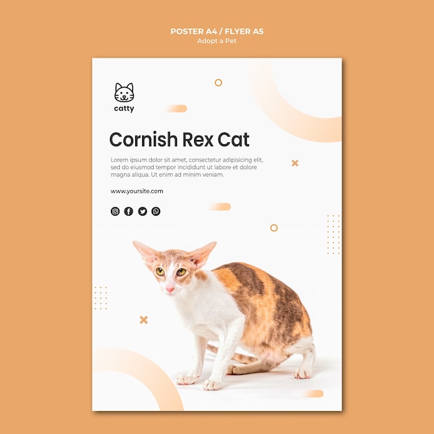 Free PSD poster template for adopting a pet