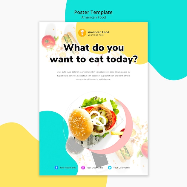 Free PSD poster template american food