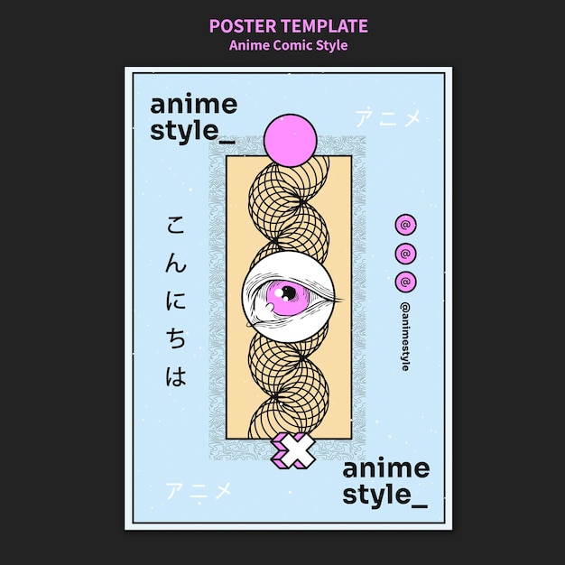 Free PSD poster template in anime comic style