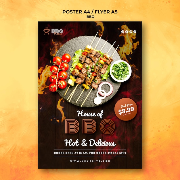 Free PSD poster template for barbecue