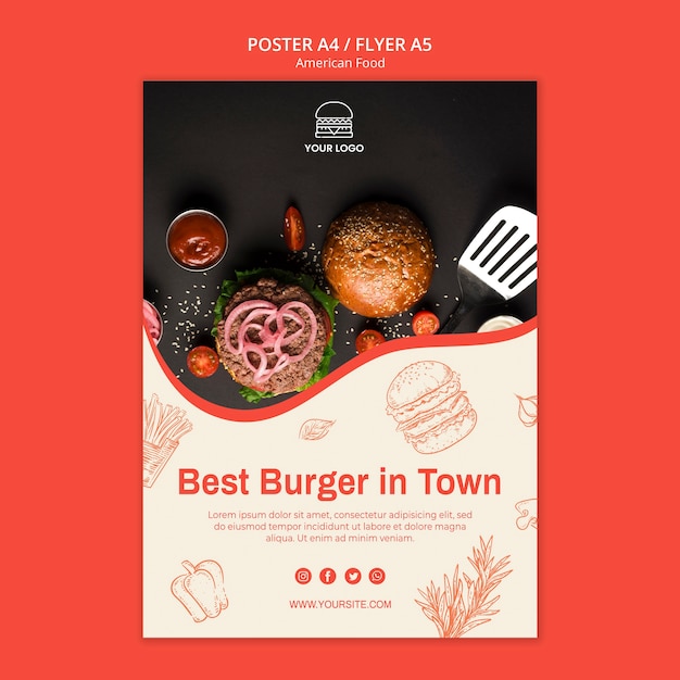 Poster template for burger restaurant