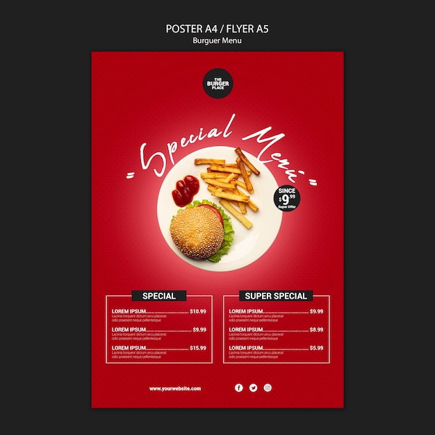 Poster template for burger restaurant