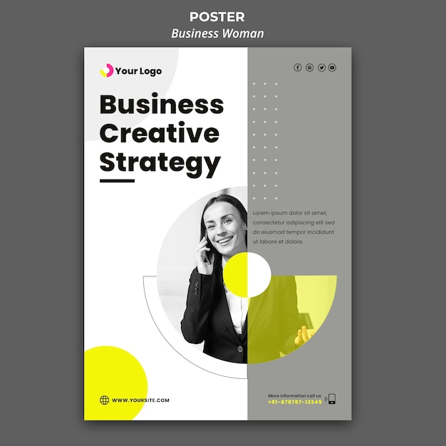 Free PSD poster template for businesswoman