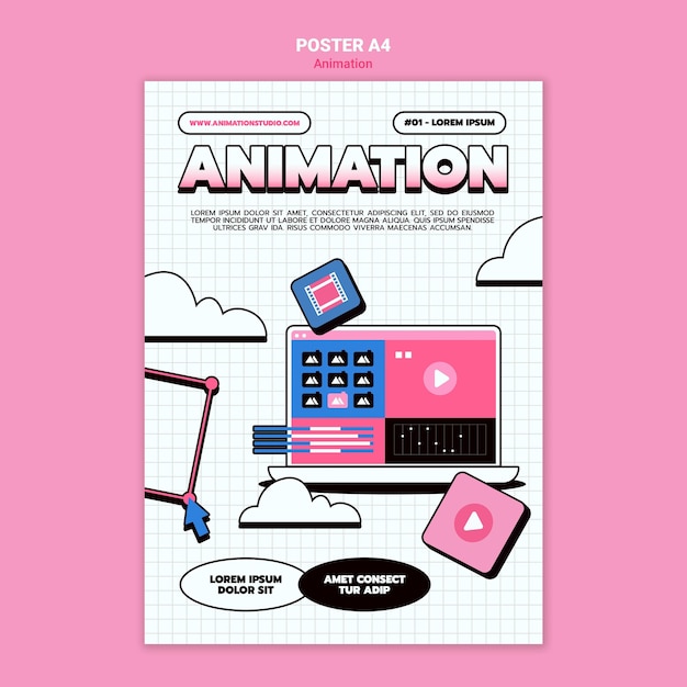 Free PSD poster template for computer animation