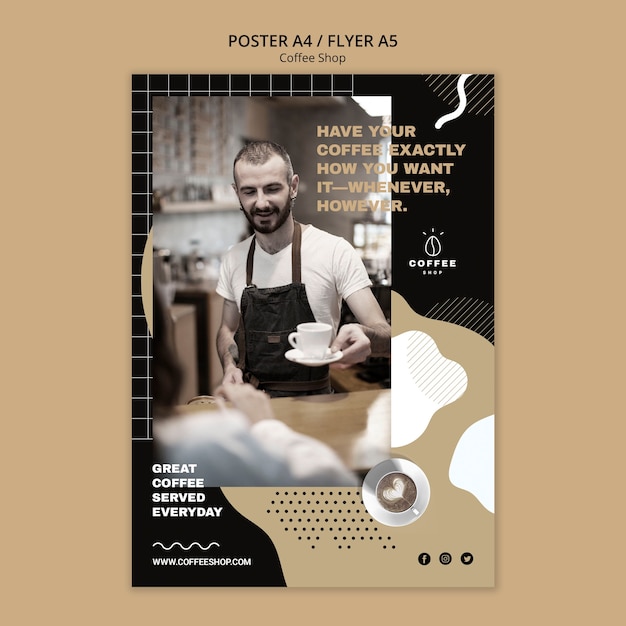 Free PSD poster template concept for coffee shop