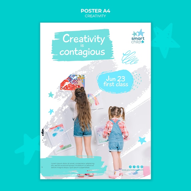 Poster template for creative kids having fun