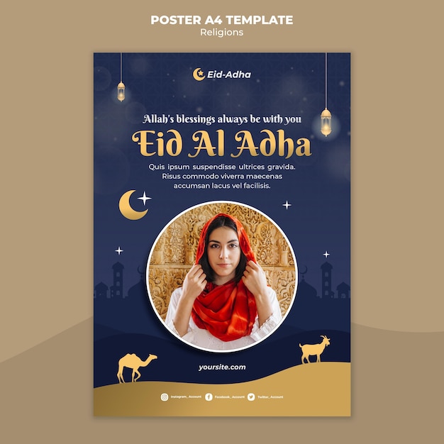 Free PSD poster template for eid al adha celebration