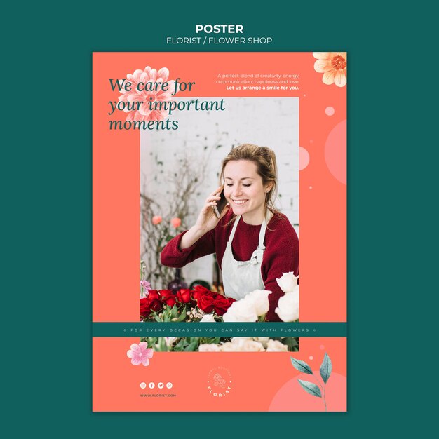 Poster template for flower shop business