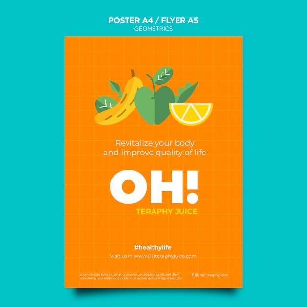 Free PSD poster template for fruit smoothies recipes