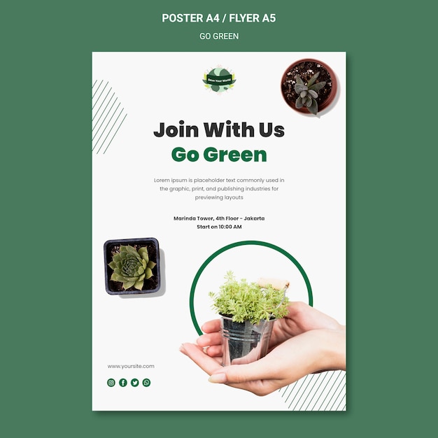 Poster template for going green and eco-friendly