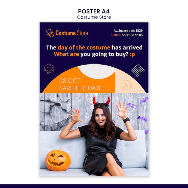 Free PSD poster template for halloween costumes