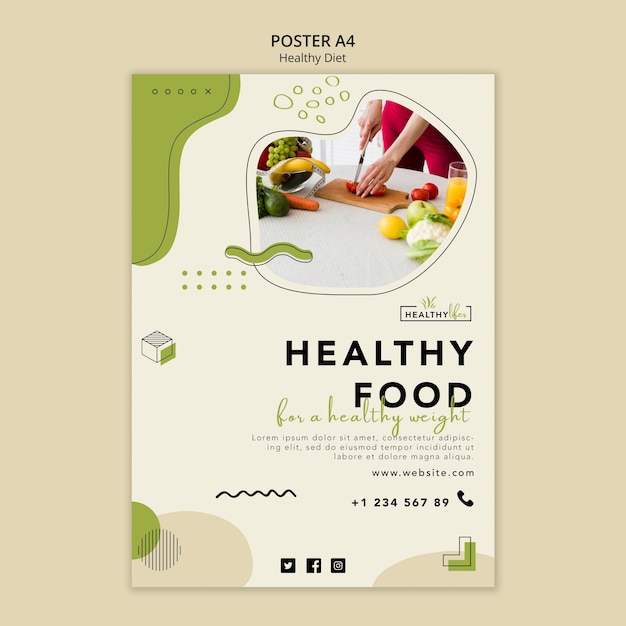 Free PSD poster template for healthy nutrition