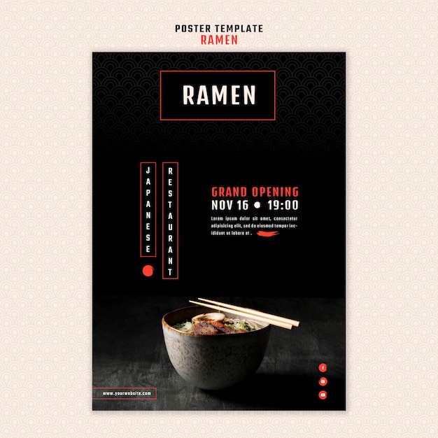 Free PSD poster template for japanese ramen restaurant