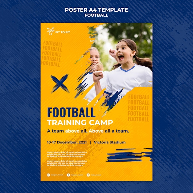 Free PSD poster template for kids football training