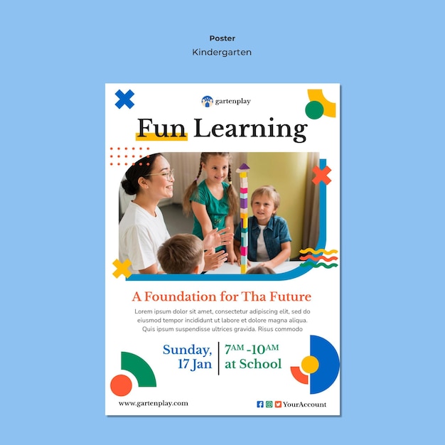 Poster template for kindergarten with children