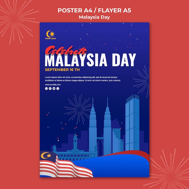 Free PSD poster template for malaysia day celebration