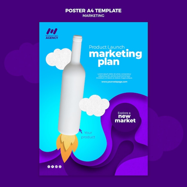 Poster template for marketing company with product