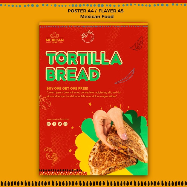 Free PSD poster template for mexican food restaurant