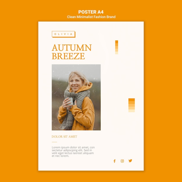 Poster template for minimalist autumn fashion brand