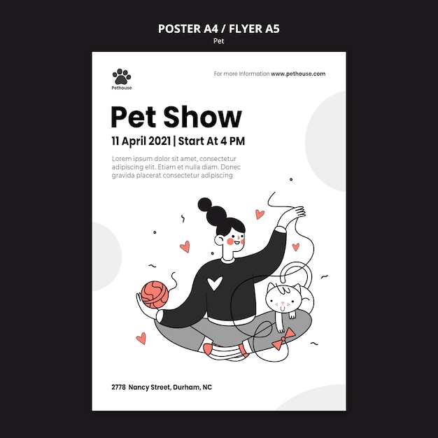 Free PSD poster template for national pet day with female owner and pet