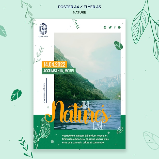 Poster template for nature with wild life landscape