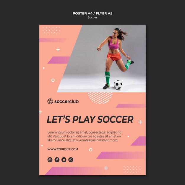 Free PSD poster template for soccer player