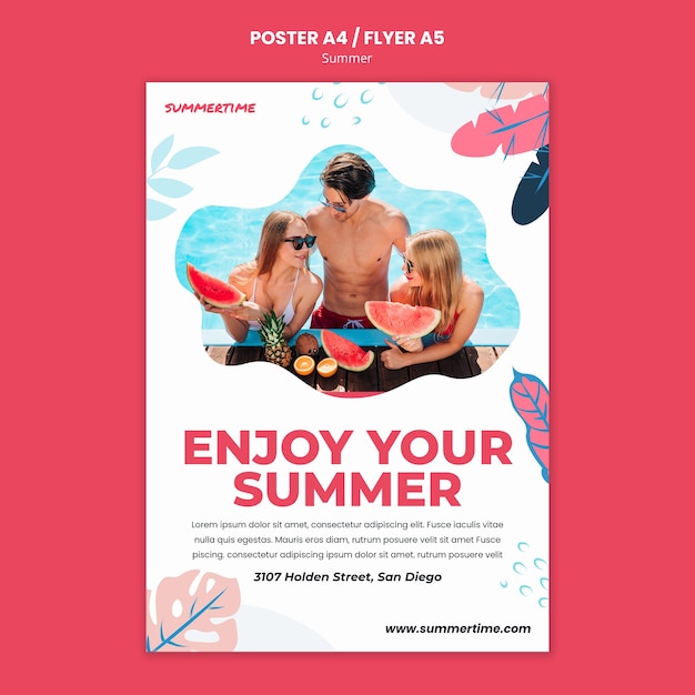 Free PSD poster template for summer fun at the pool