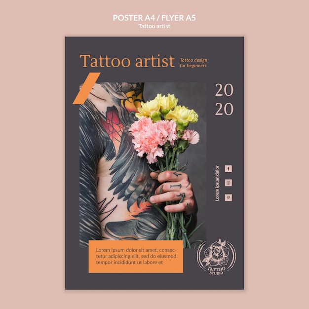 Free PSD poster template for tattoo artist