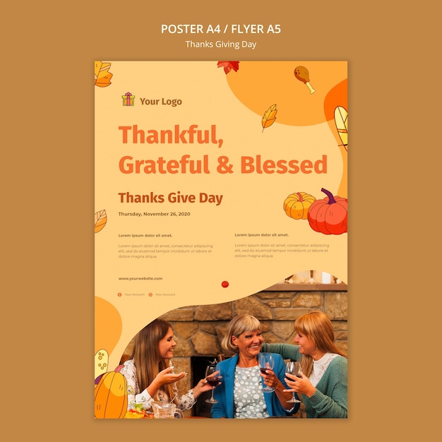 Free PSD poster template for thanksgiving celebration