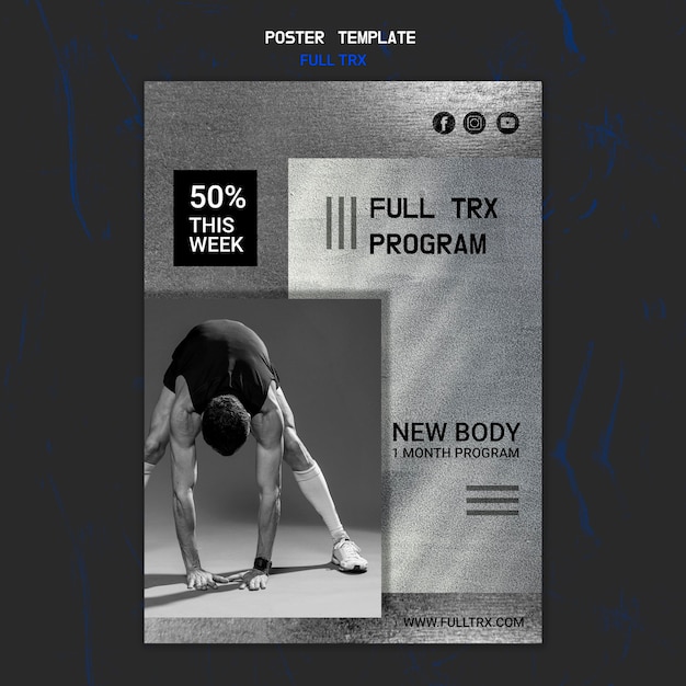 Poster template for trx workout with male athlete