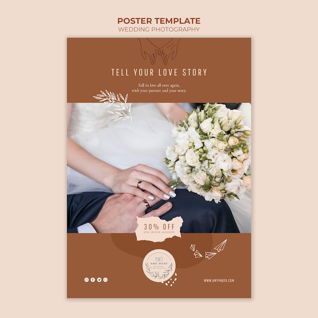 Free PSD poster template for wedding photography service