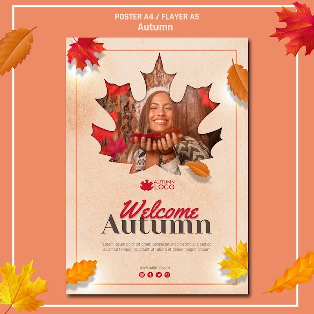 Free PSD poster template for welcoming autumn season