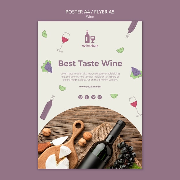 Free PSD poster template for wine tasting