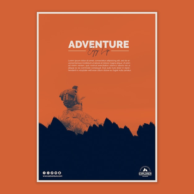 Free PSD poster template with adventure concept