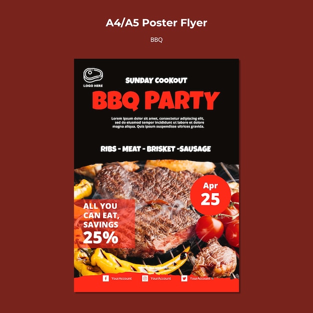 Poster template with barbeque design